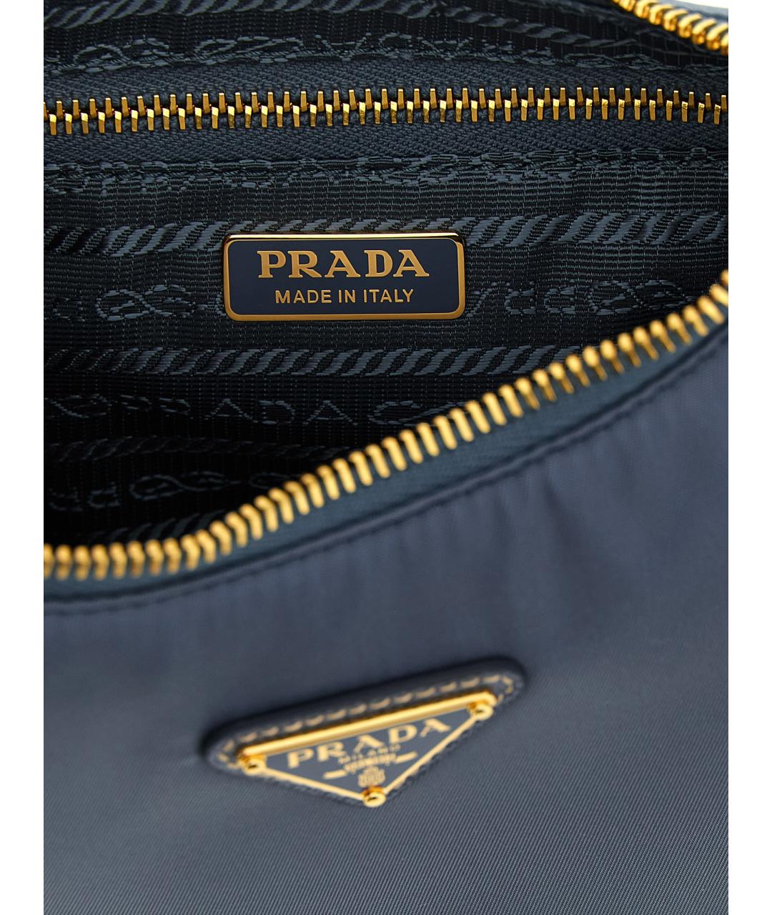 PRADA Голубая тканевая сумка с короткими ручками, фото 4