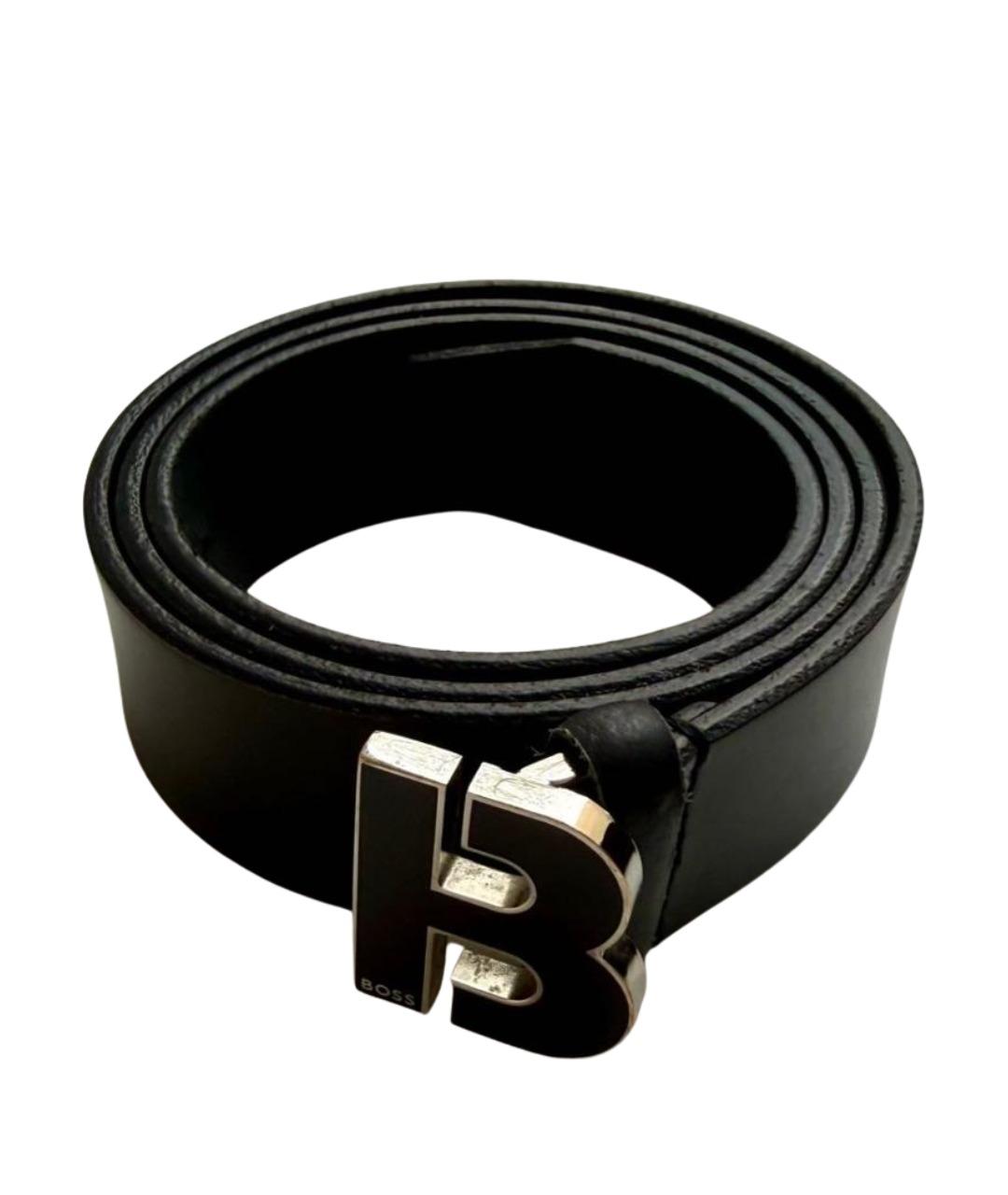 HUGO BOSS Черный кожаный ремень, фото 1