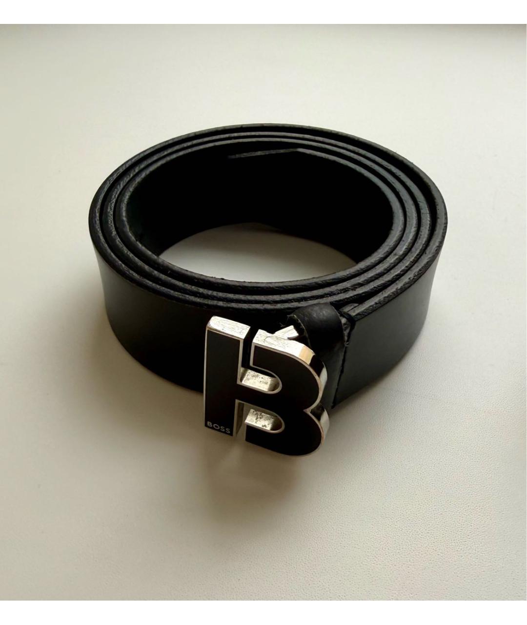HUGO BOSS Черный кожаный ремень, фото 6