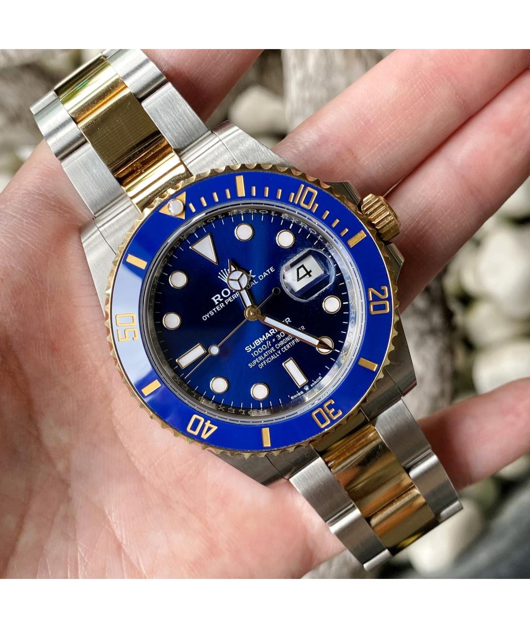 ROLEX Синие часы из желтого золота, фото 2