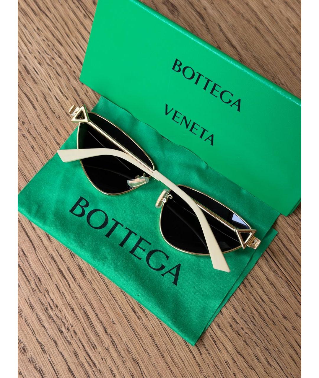 BOTTEGA VENETA Золотые металлические солнцезащитные очки, фото 3