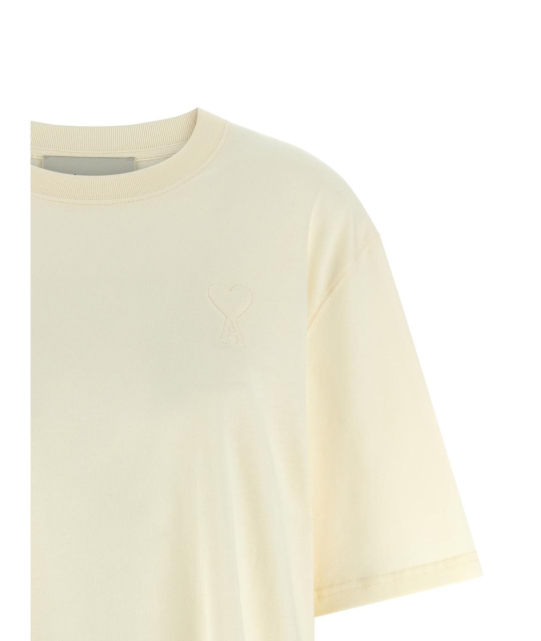 Ami Paris Бежевая хлопковая футболка, фото 3