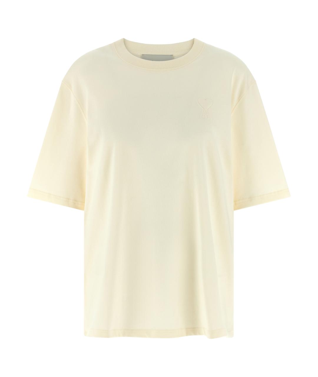 Ami Paris Бежевая хлопковая футболка, фото 1