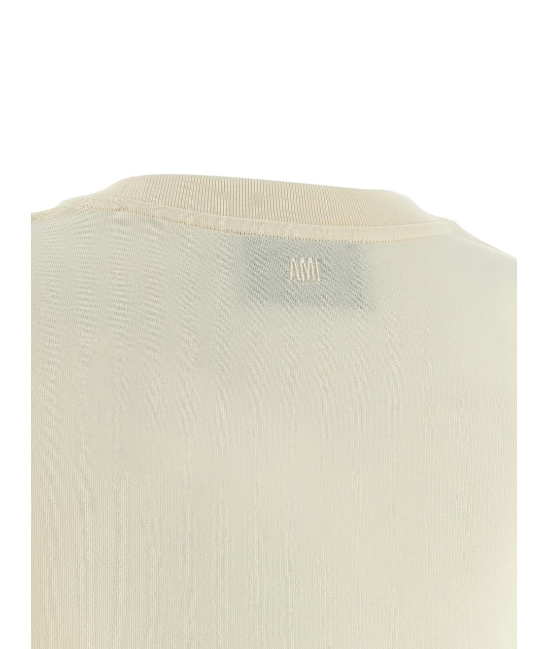 Ami Paris Бежевая хлопковая футболка, фото 4