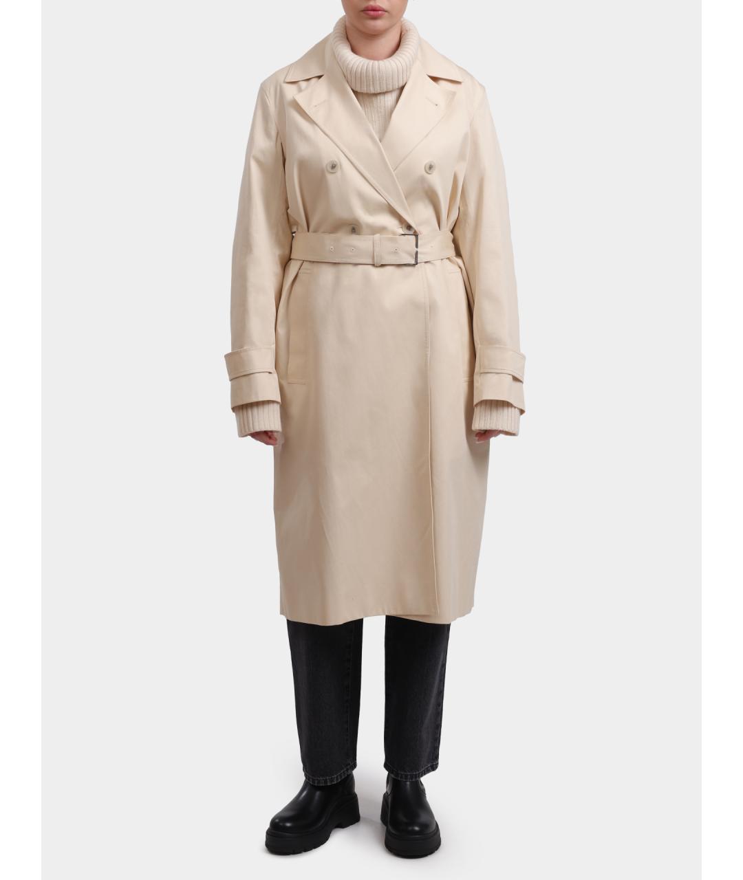 CALVIN KLEIN Бежевый хлопковый тренч/плащ, фото 3