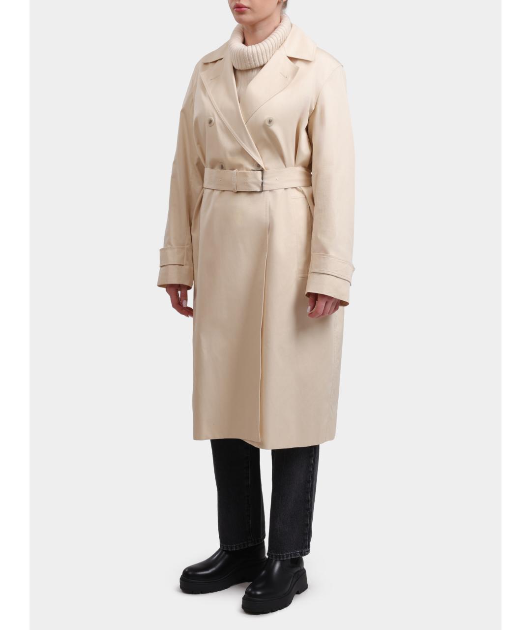 CALVIN KLEIN Бежевый хлопковый тренч/плащ, фото 2