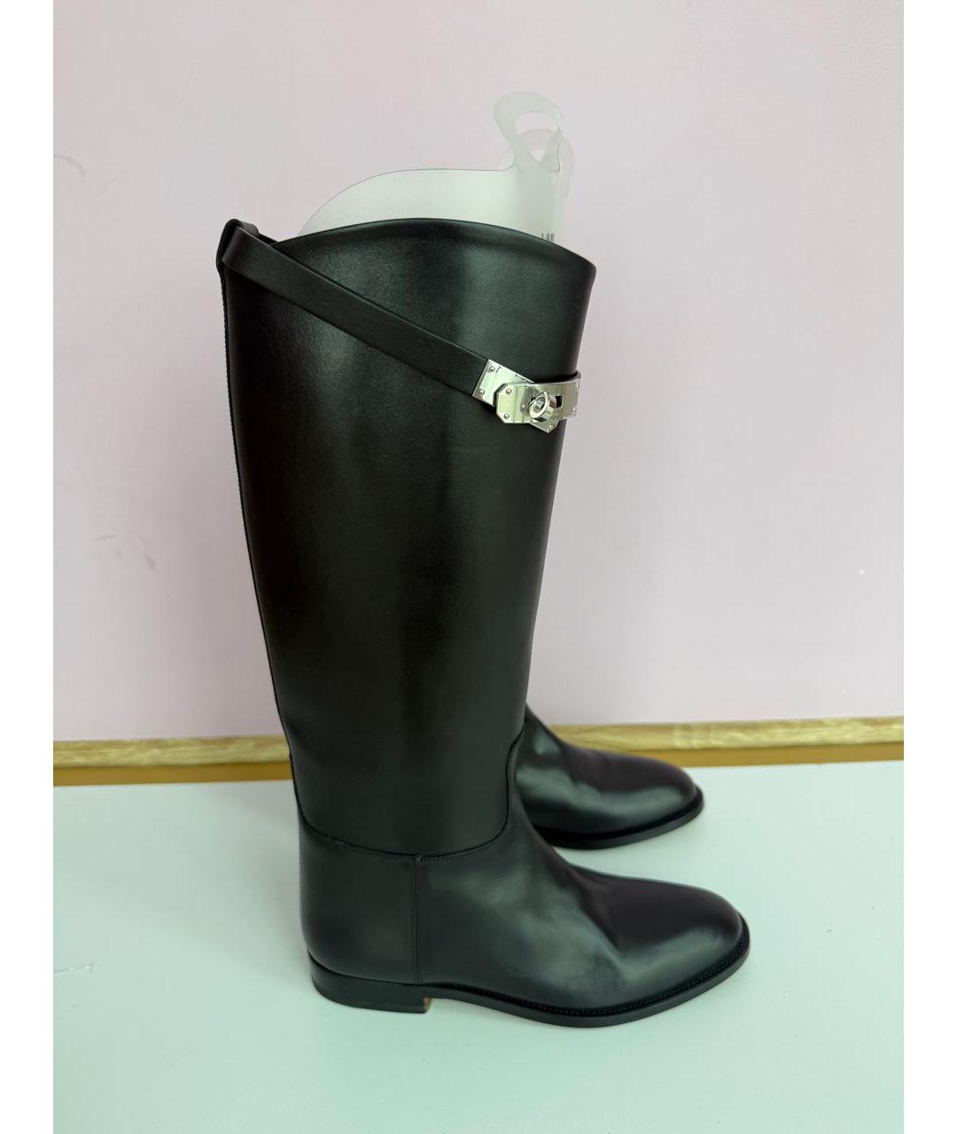 HERMES Черные кожаные сапоги, фото 5