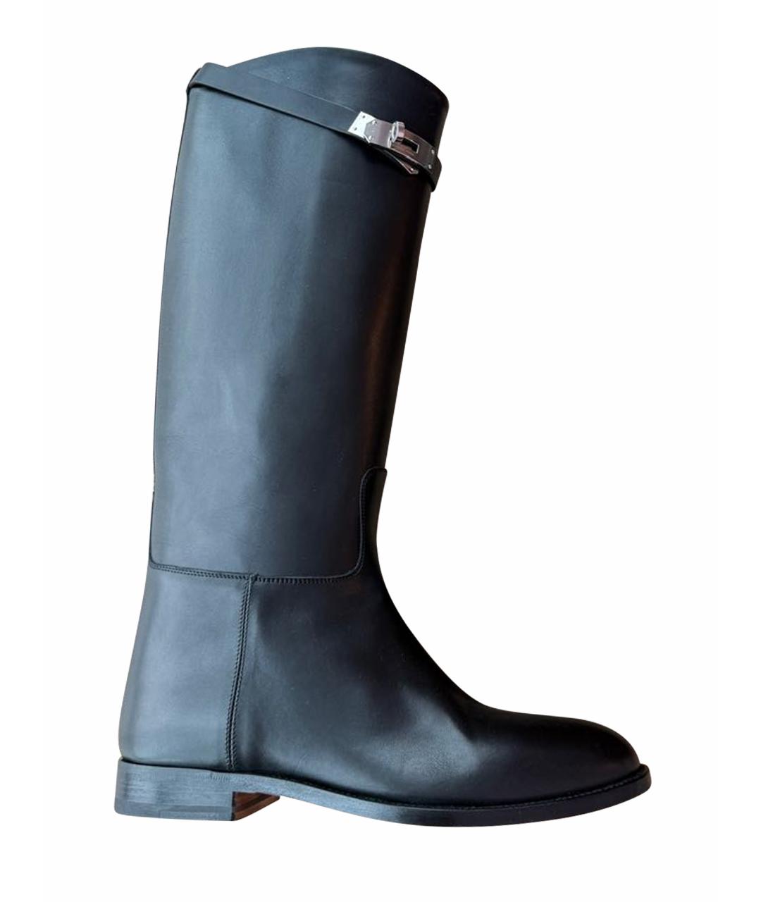 HERMES Черные кожаные сапоги, фото 1