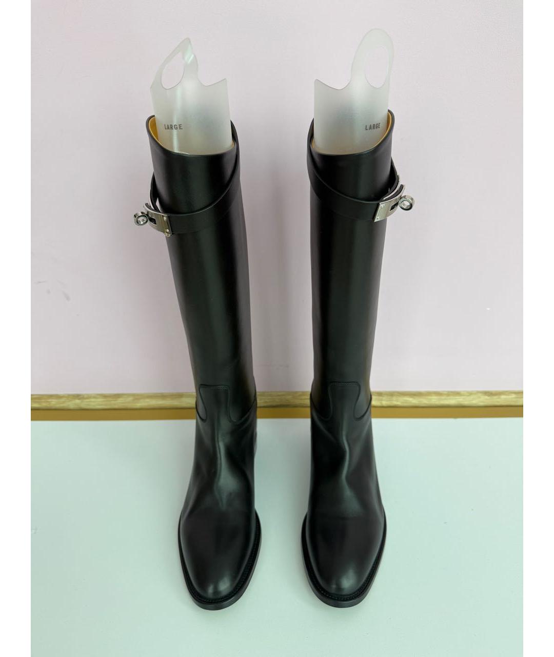 HERMES Черные кожаные сапоги, фото 2