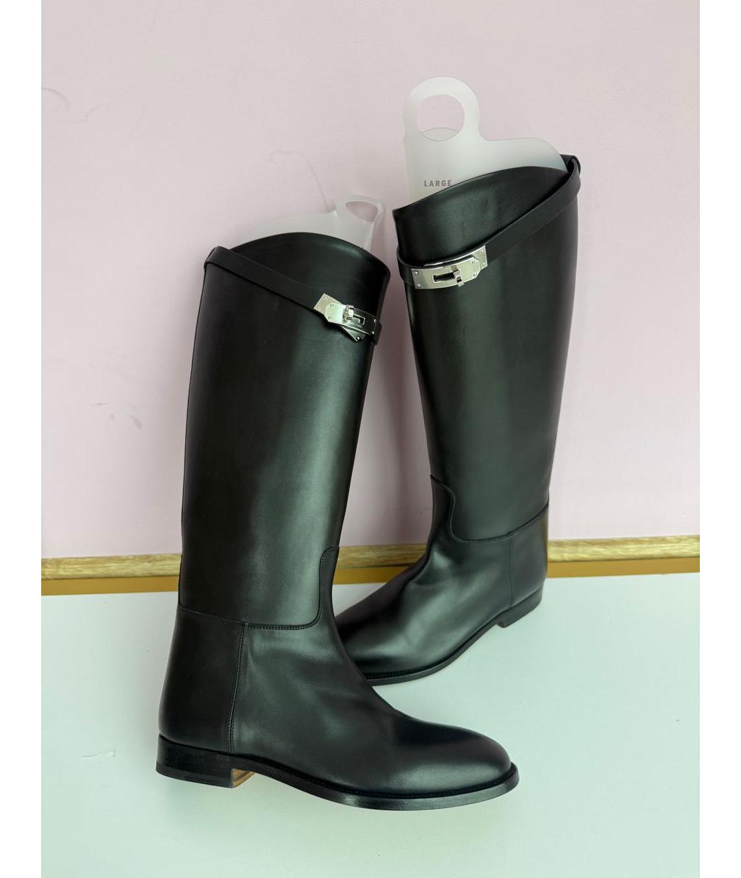 HERMES Черные кожаные сапоги, фото 4