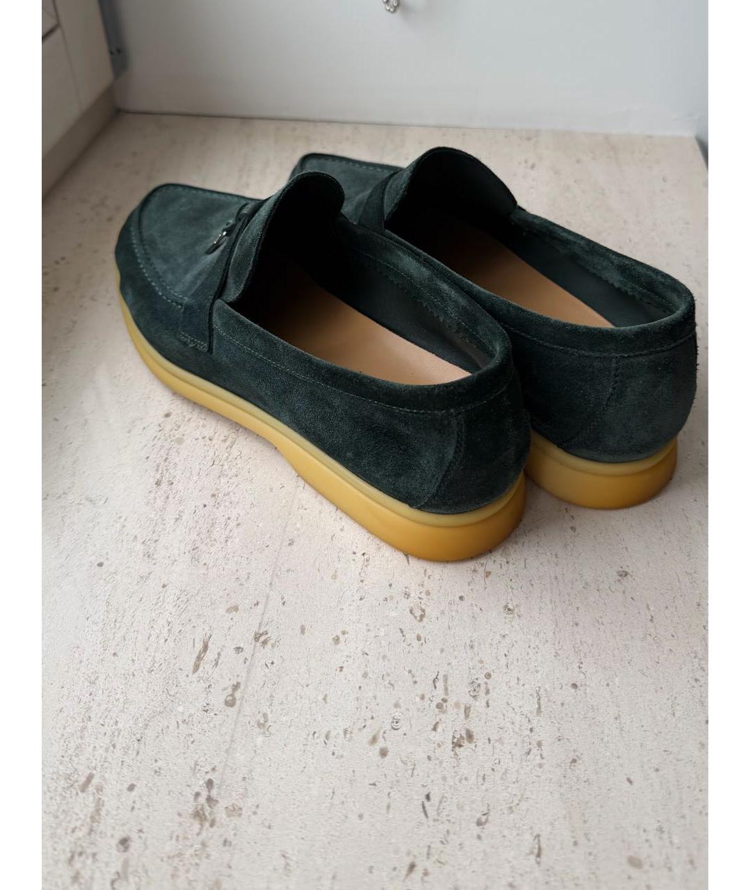 LORO PIANA Зеленые замшевые лоферы, фото 4
