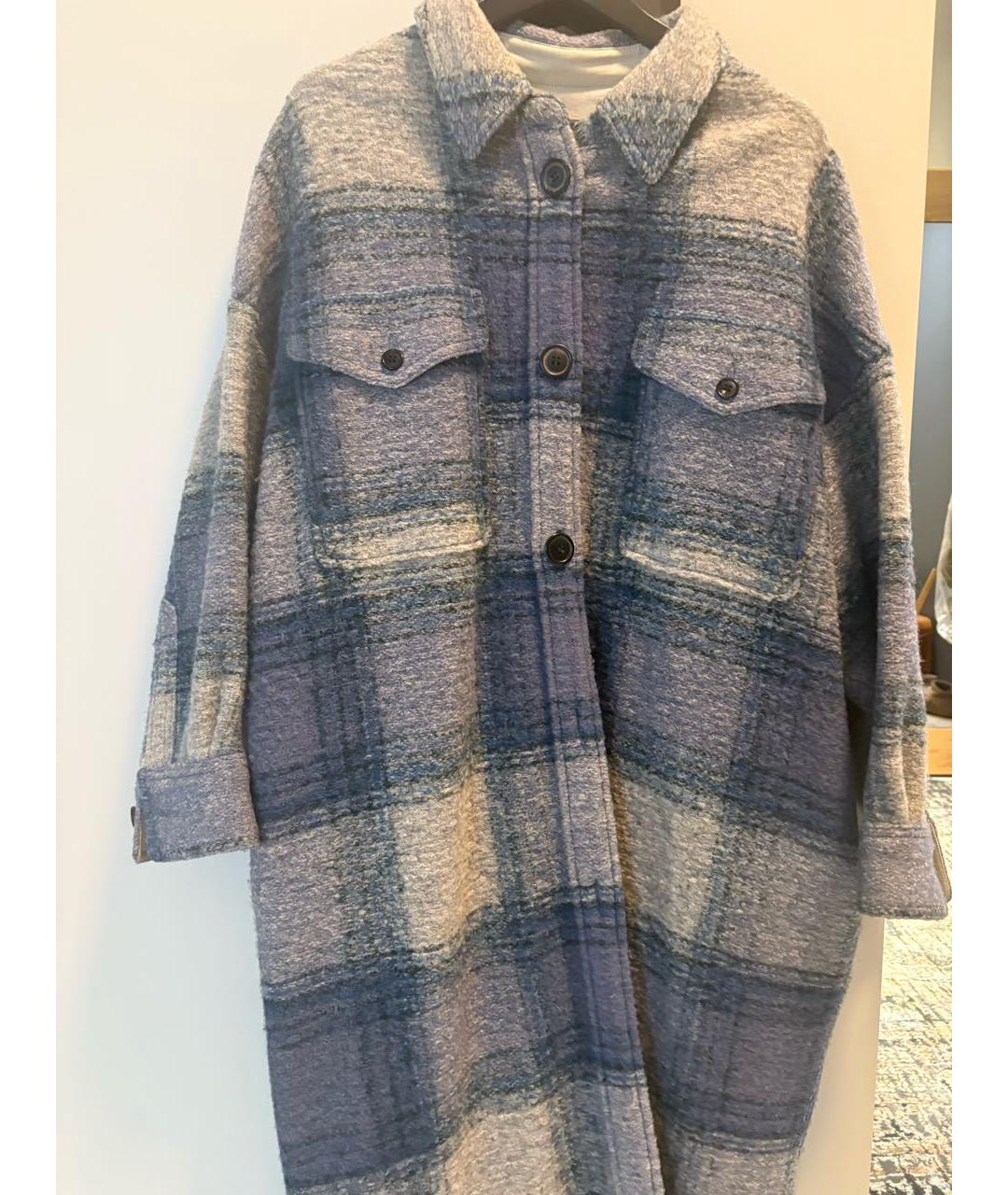 ISABEL MARANT ETOILE Голубое шерстяное пальто, фото 3