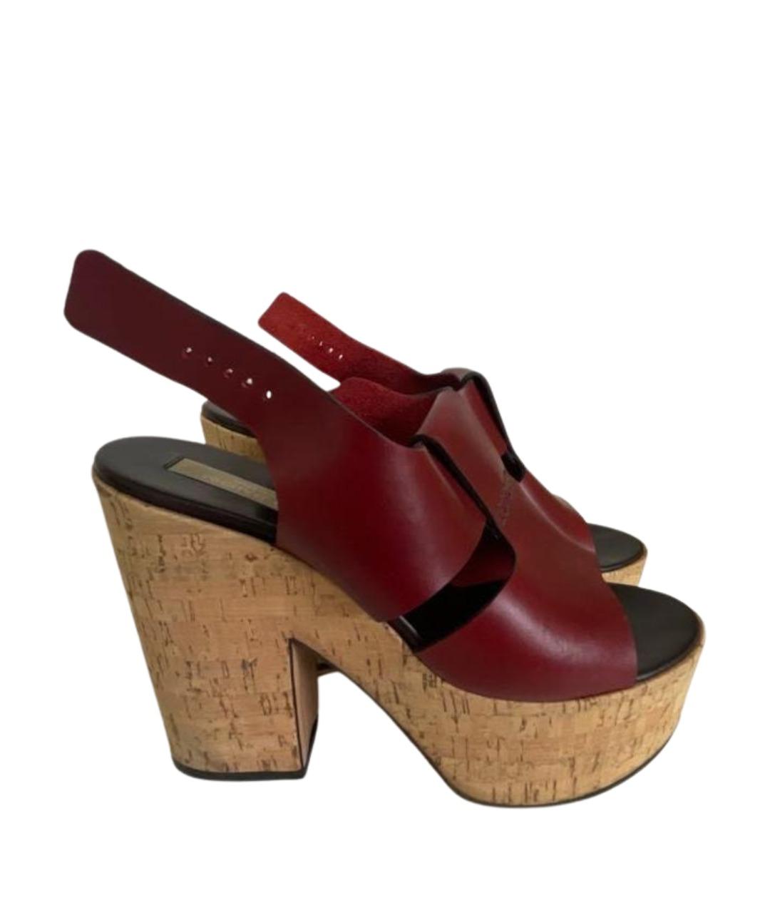 MICHAEL KORS Бордовые кожаные босоножки, фото 7