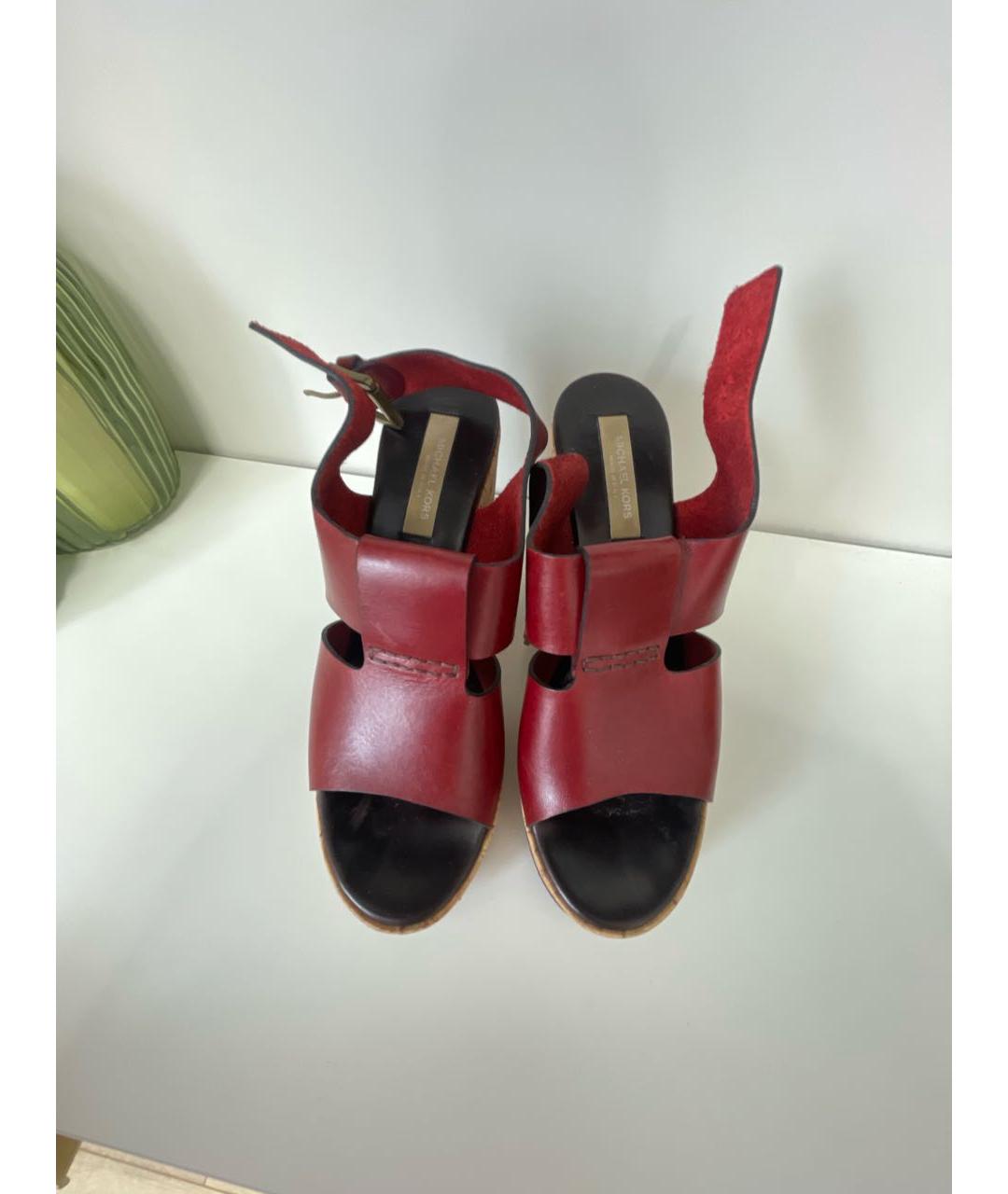 MICHAEL KORS Бордовые кожаные босоножки, фото 2