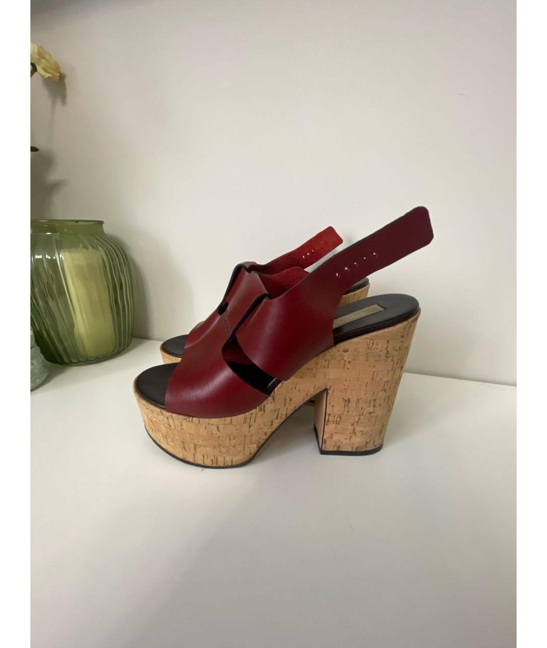 MICHAEL KORS Бордовые кожаные босоножки, фото 6