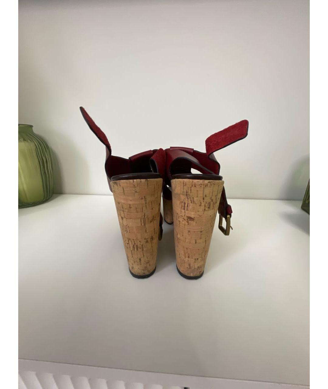 MICHAEL KORS Бордовые кожаные босоножки, фото 4