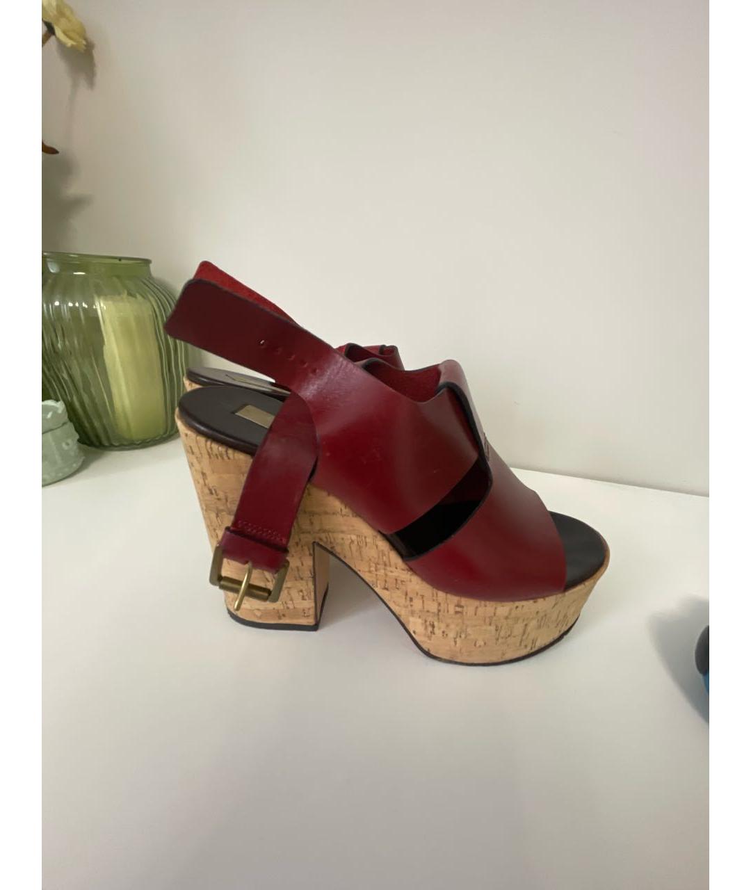 MICHAEL KORS Бордовые кожаные босоножки, фото 5