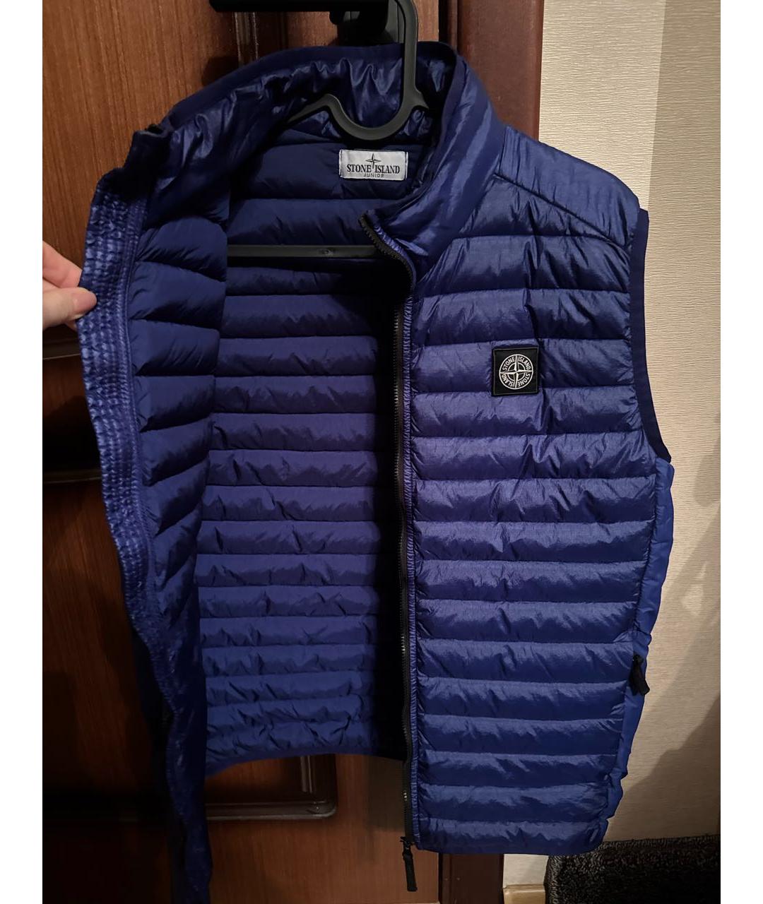 STONE ISLAND Темно-синий полиэстеровый жилет, фото 3