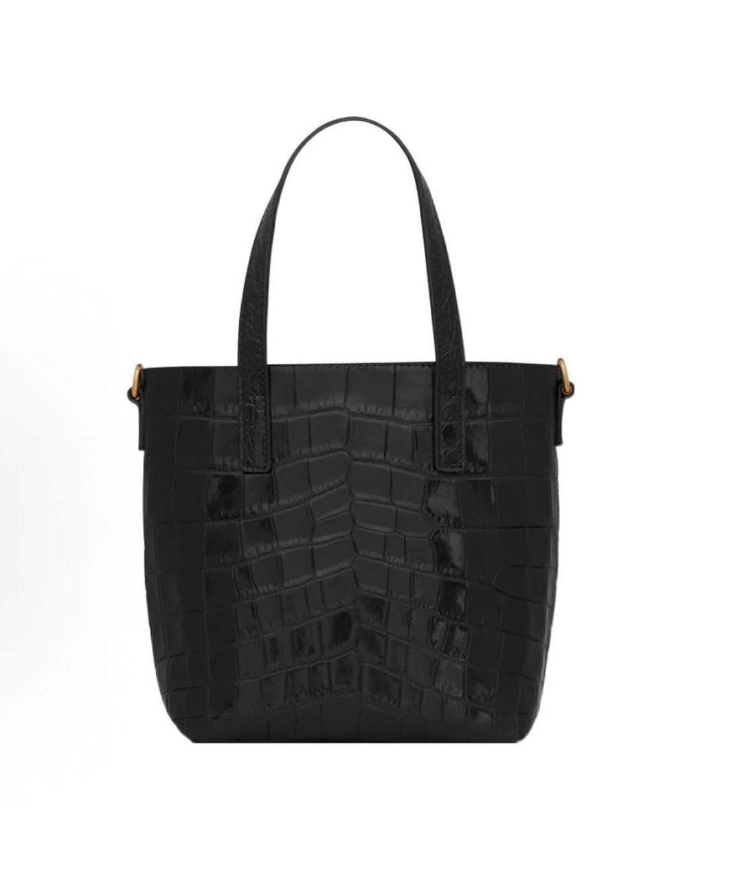 SAINT LAURENT Черная сумка тоут из лакированной кожи, фото 2