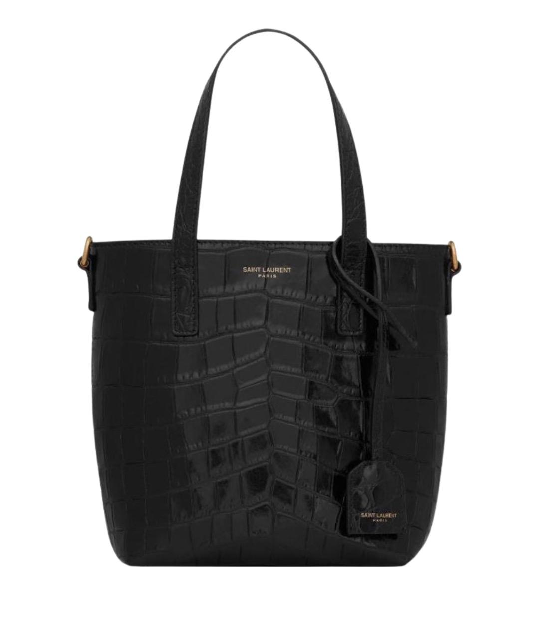 SAINT LAURENT Черная сумка тоут из лакированной кожи, фото 1