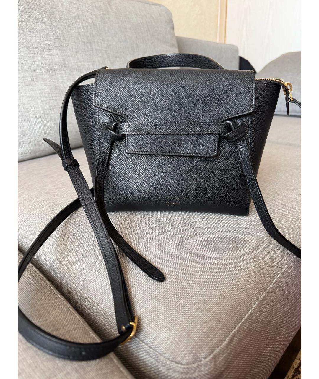 CELINE Черная кожаная сумка через плечо, фото 9