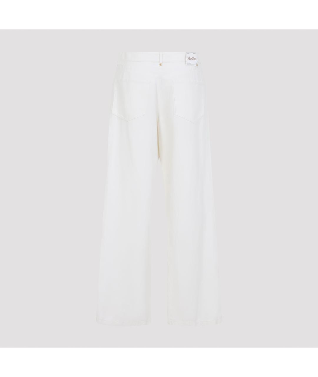 'S MAX MARA Белые хлопко-леновые прямые джинсы, фото 2