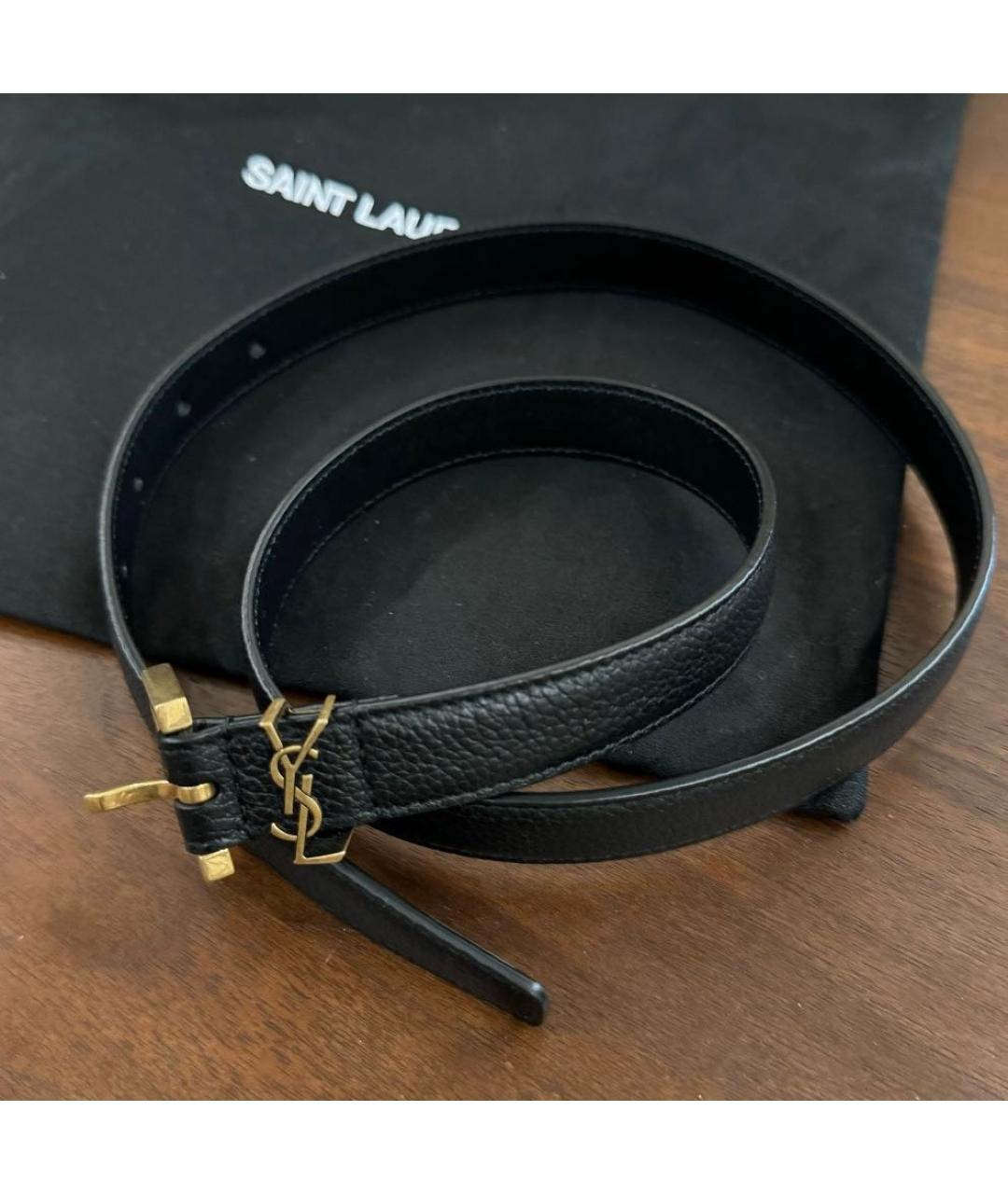 SAINT LAURENT Черный кожаный ремень, фото 3