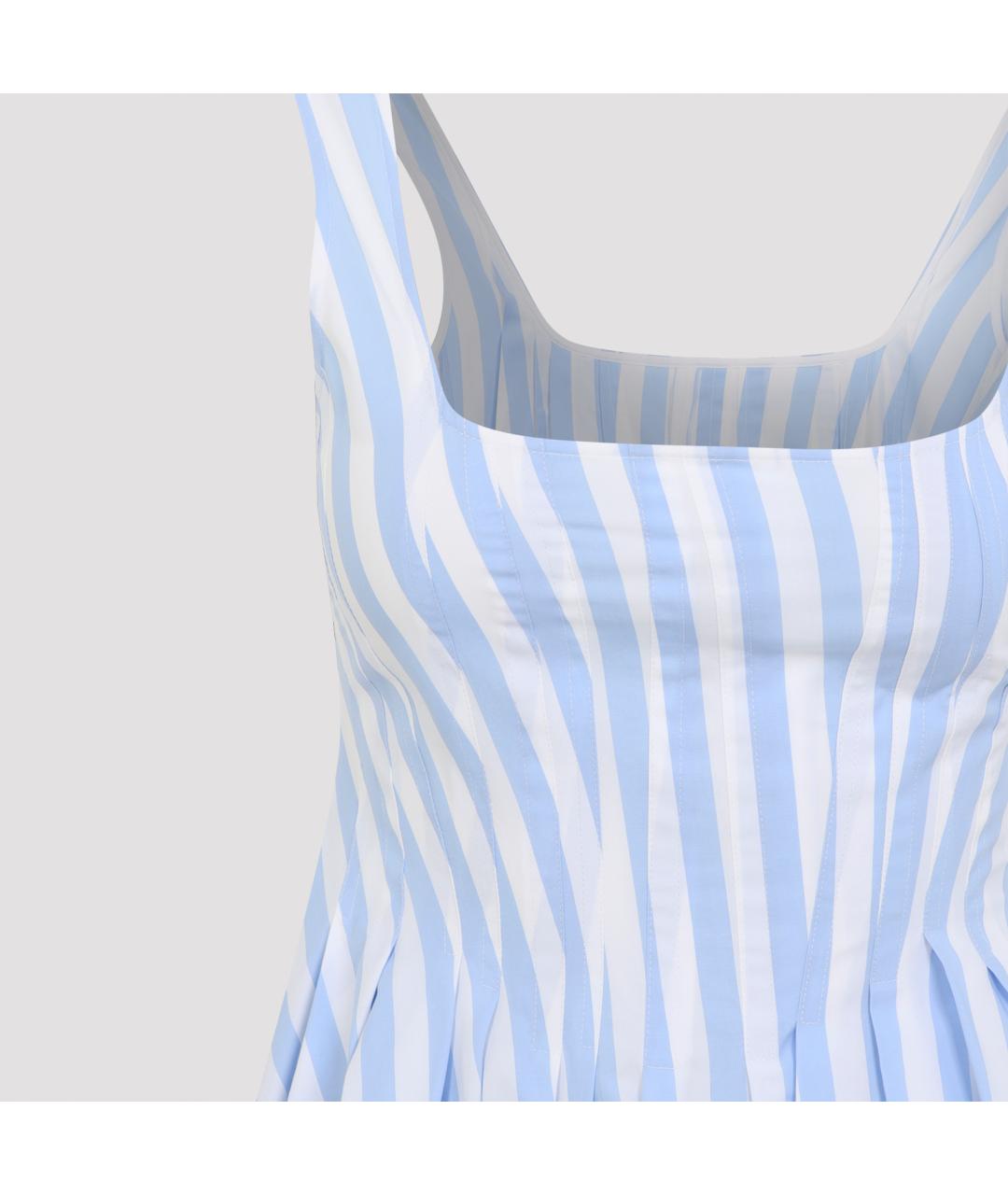 SPORTMAX Голубое хлопковое повседневное платье, фото 4