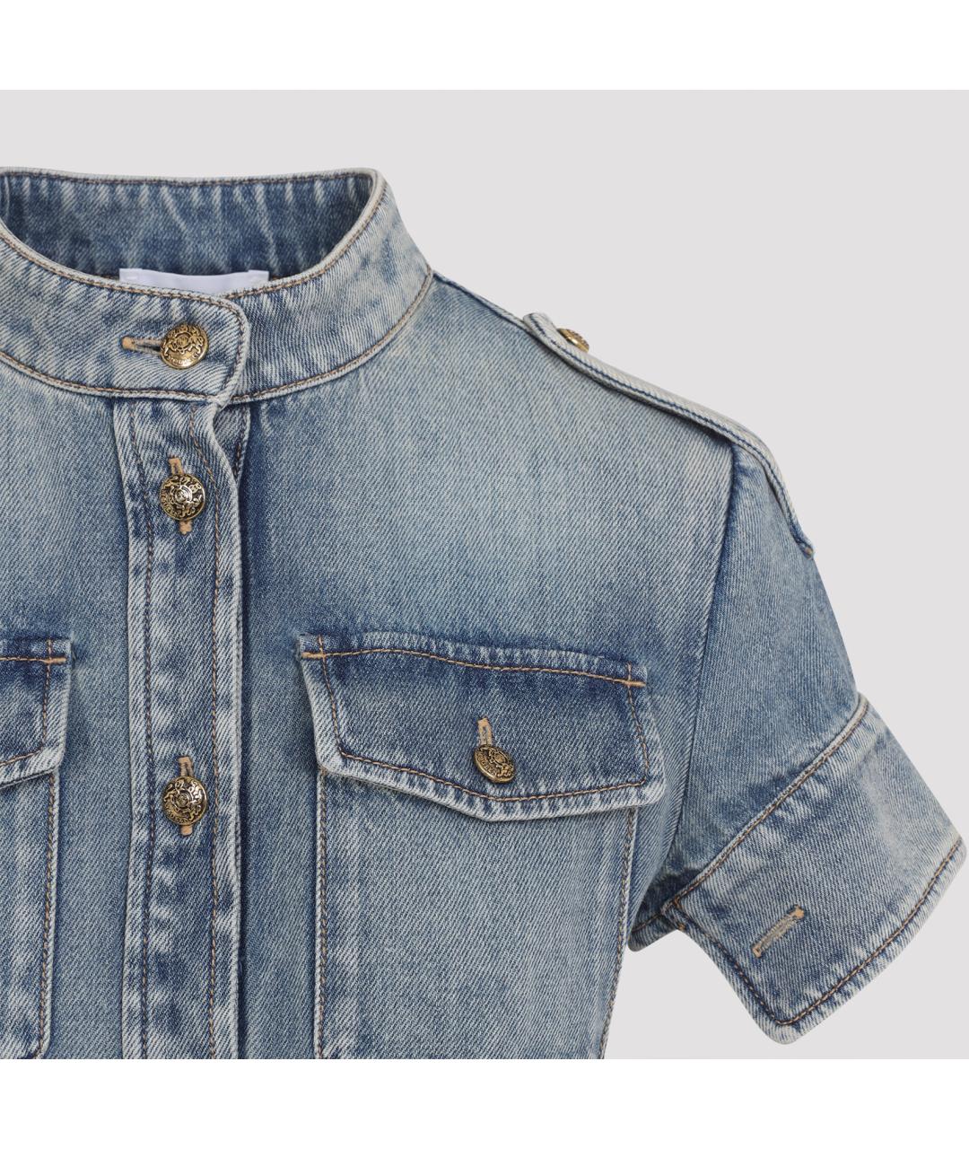 ALEXANDER MCQUEEN Синее хлопковое повседневное платье, фото 5