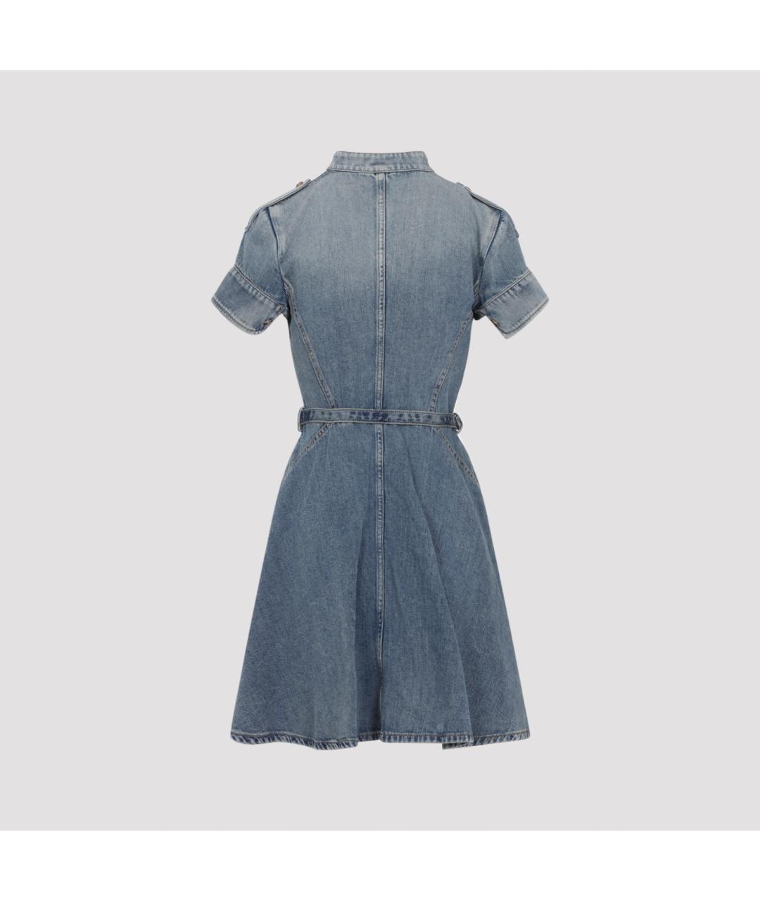 ALEXANDER MCQUEEN Синее хлопковое повседневное платье, фото 3