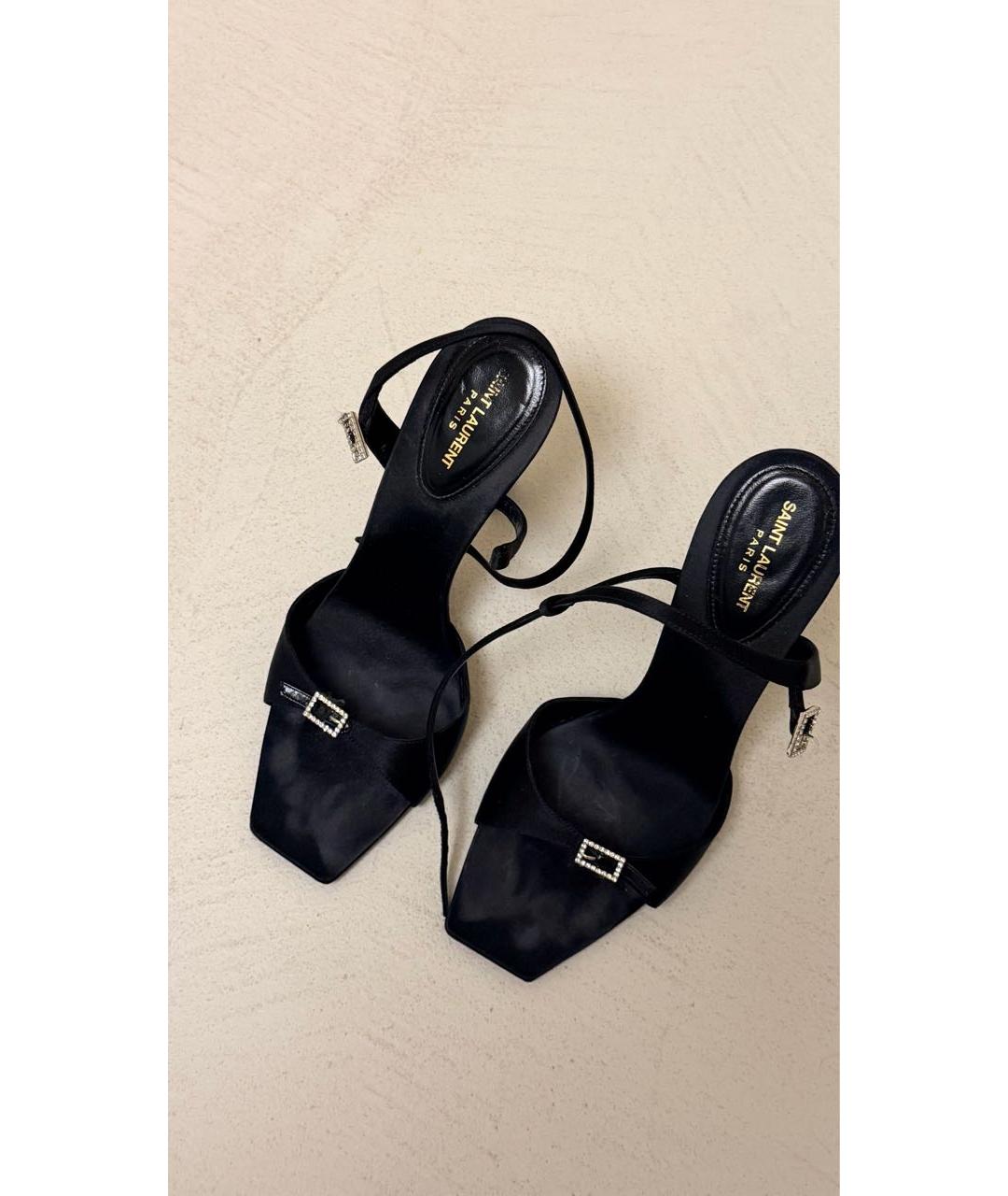 SAINT LAURENT Черные текстильные босоножки, фото 3