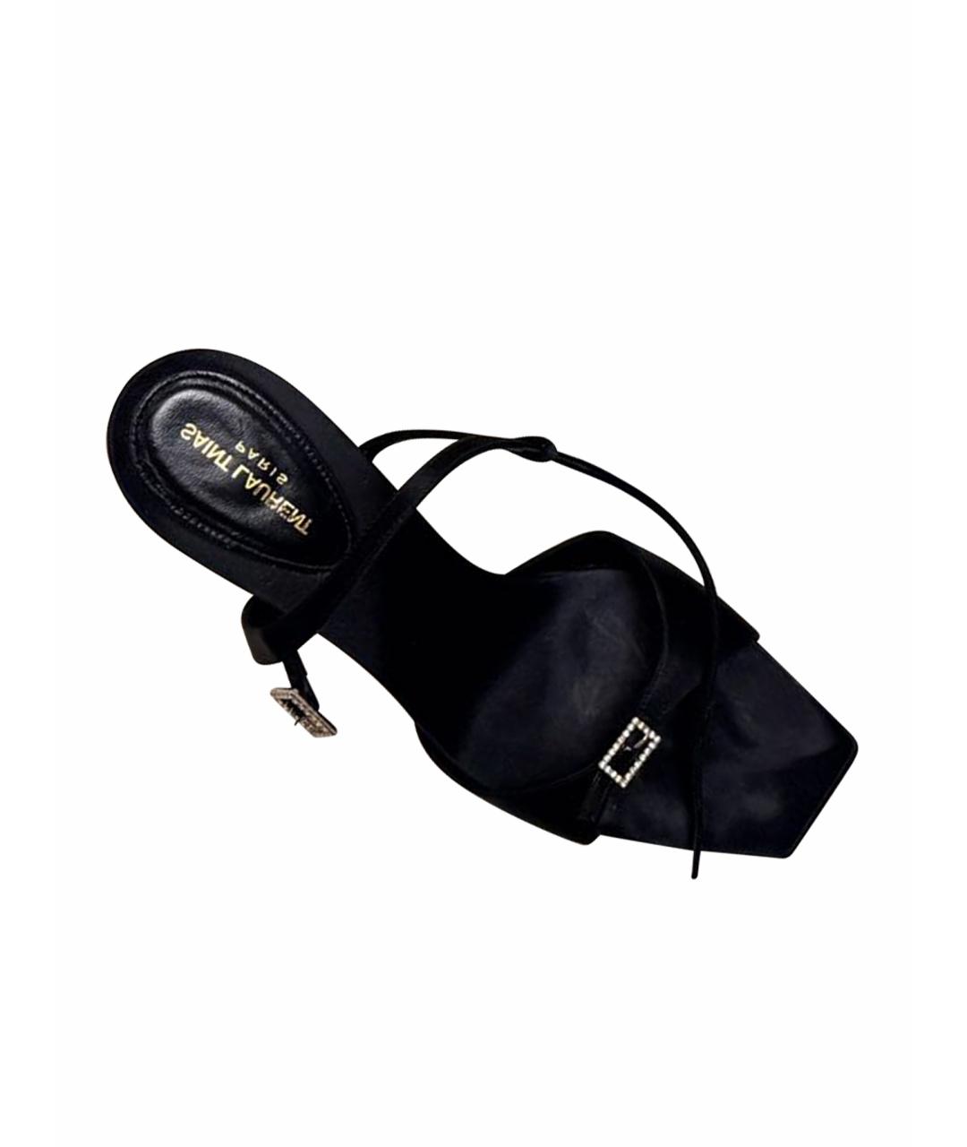 SAINT LAURENT Черные текстильные босоножки, фото 1