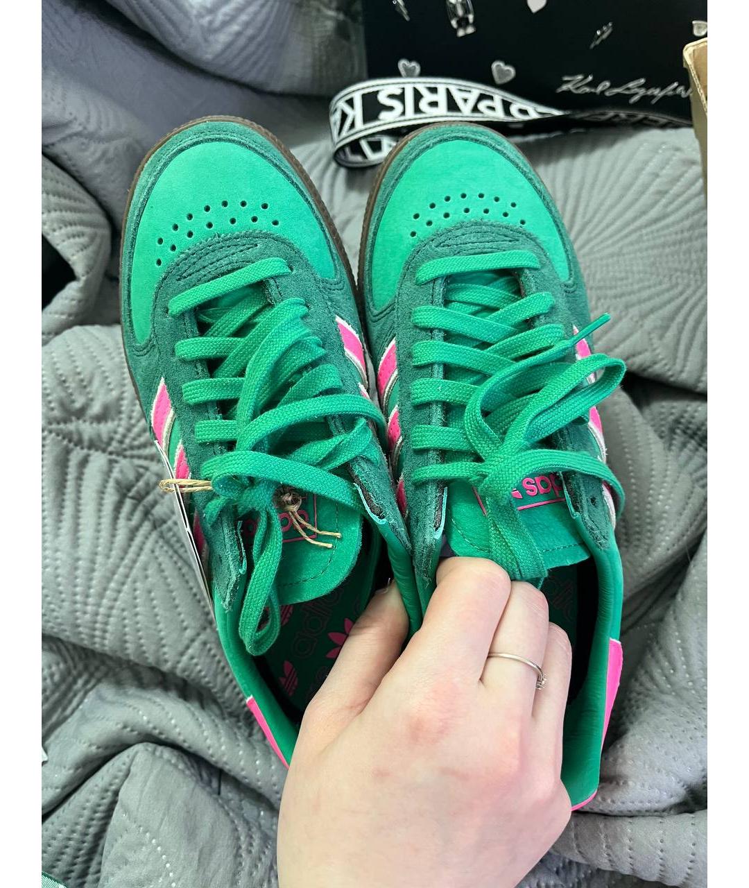 ADIDAS Зеленые замшевые кроссовки, фото 3