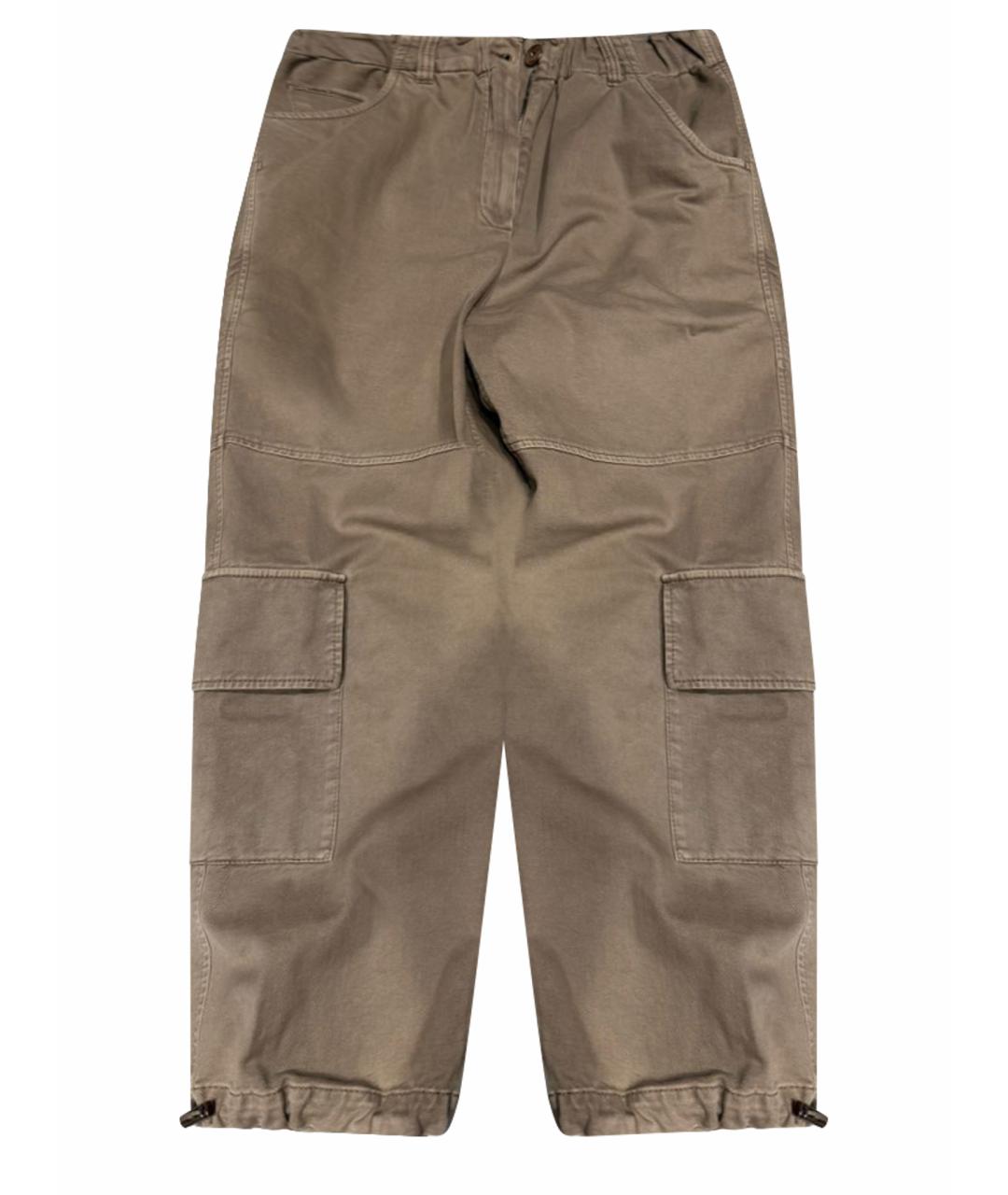 BRUNELLO CUCINELLI Бежевые хлопковые прямые брюки, фото 1