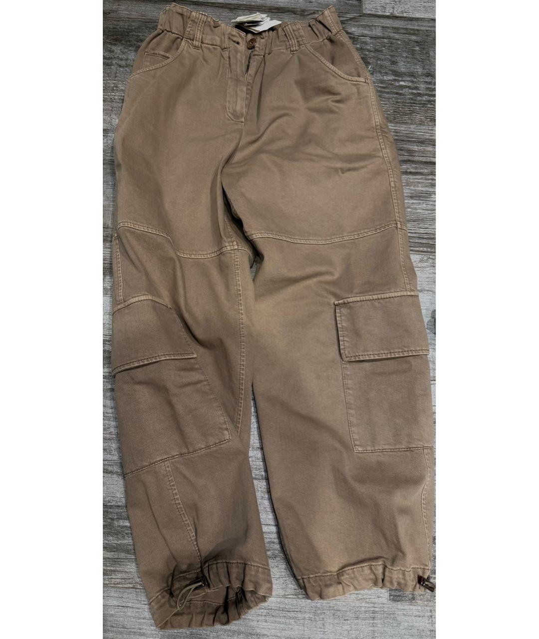 BRUNELLO CUCINELLI Бежевые хлопковые прямые брюки, фото 8