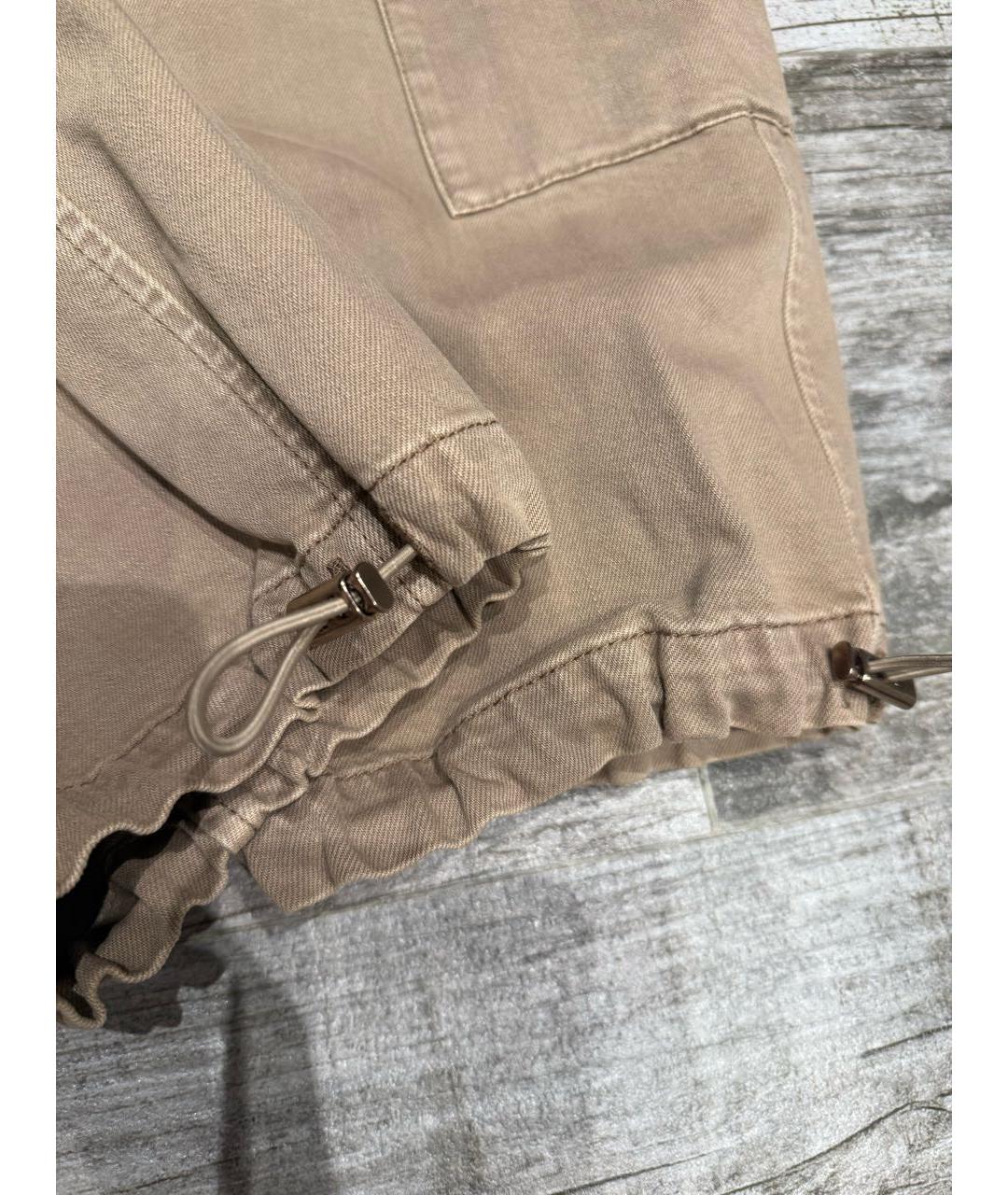 BRUNELLO CUCINELLI Бежевые хлопковые прямые брюки, фото 6