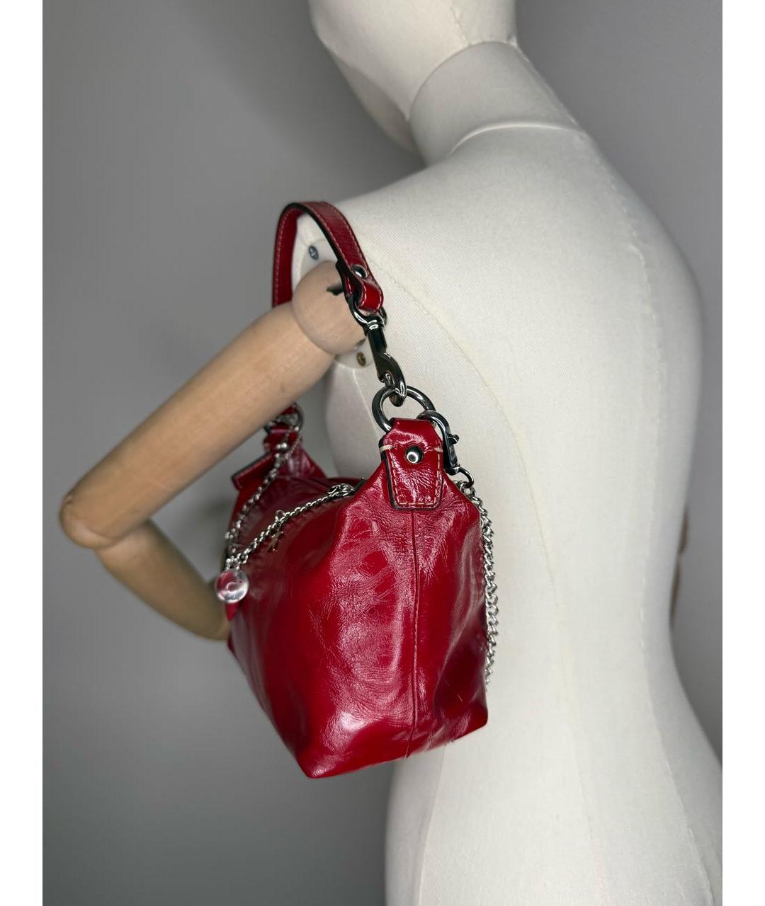 COACH Красная кожаная сумка с короткими ручками, фото 6