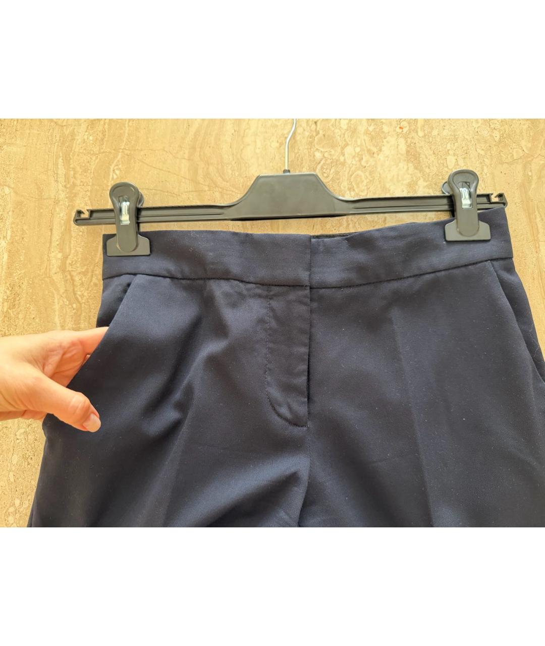 STELLA MCCARTNEY Темно-синие шерстяные прямые брюки, фото 4