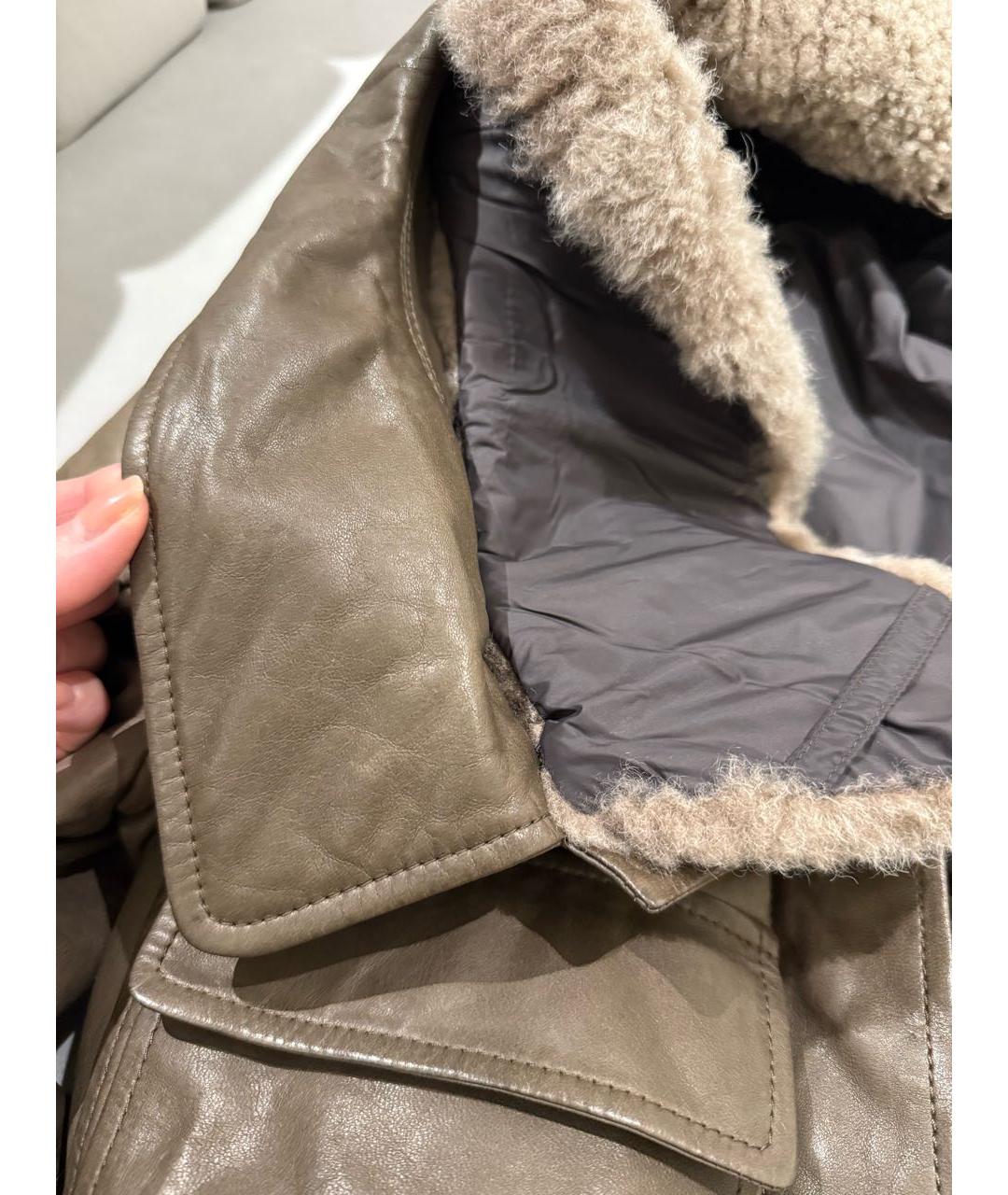 BRUNELLO CUCINELLI Коричневая кожаная куртка, фото 7