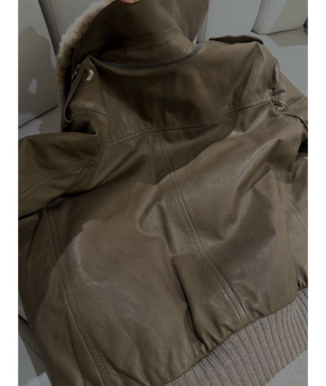 BRUNELLO CUCINELLI Коричневая кожаная куртка, фото 2
