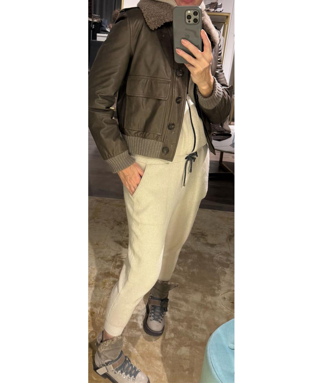 BRUNELLO CUCINELLI Коричневая кожаная куртка, фото 5