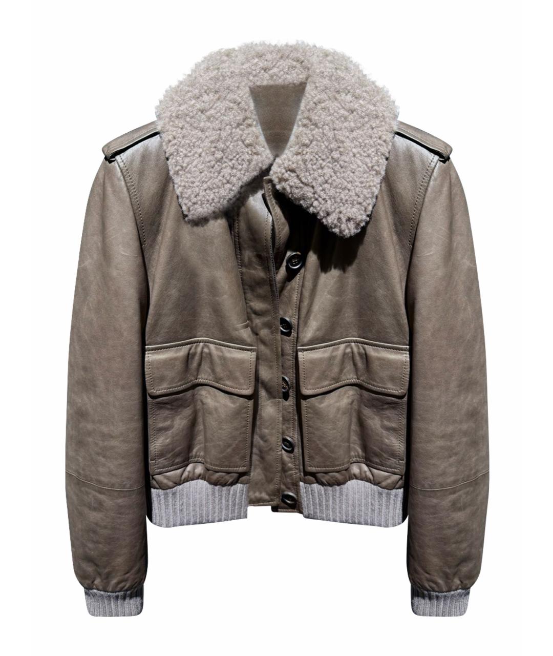 BRUNELLO CUCINELLI Коричневая кожаная куртка, фото 1