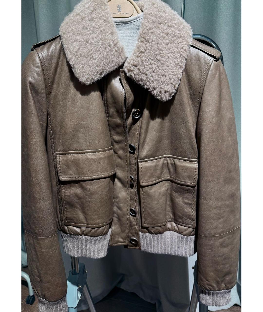 BRUNELLO CUCINELLI Коричневая кожаная куртка, фото 8