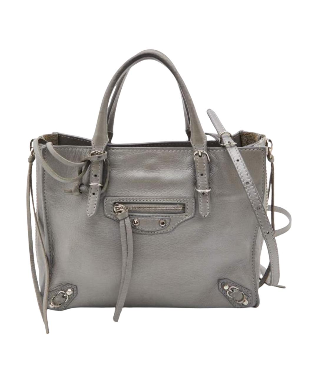 BALENCIAGA Серая кожаная сумка с короткими ручками, фото 1
