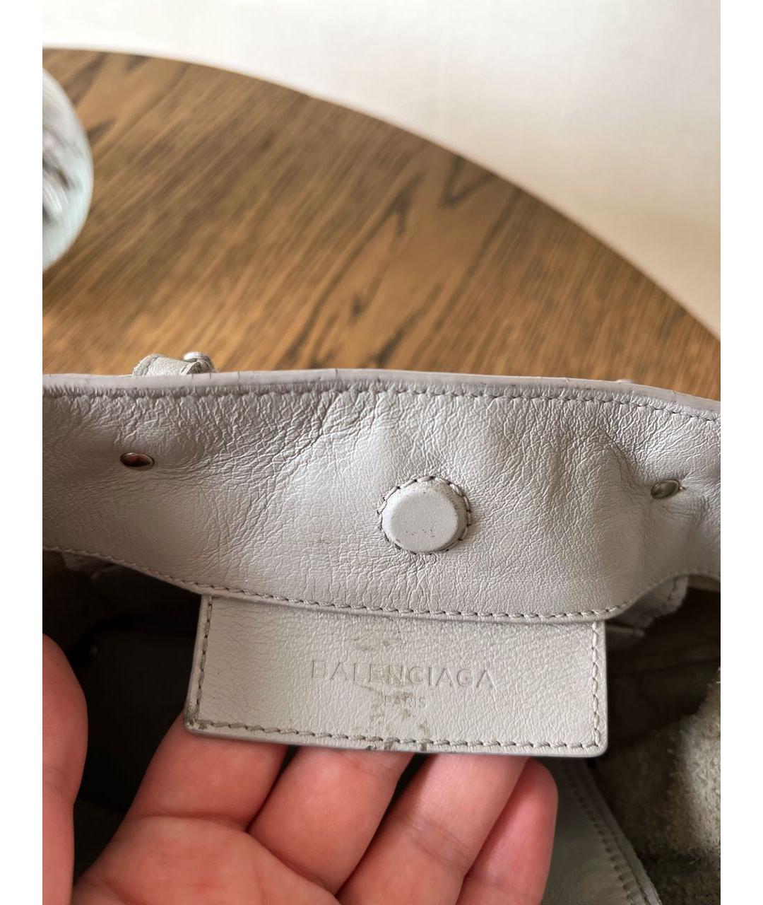 BALENCIAGA Серая кожаная сумка с короткими ручками, фото 7