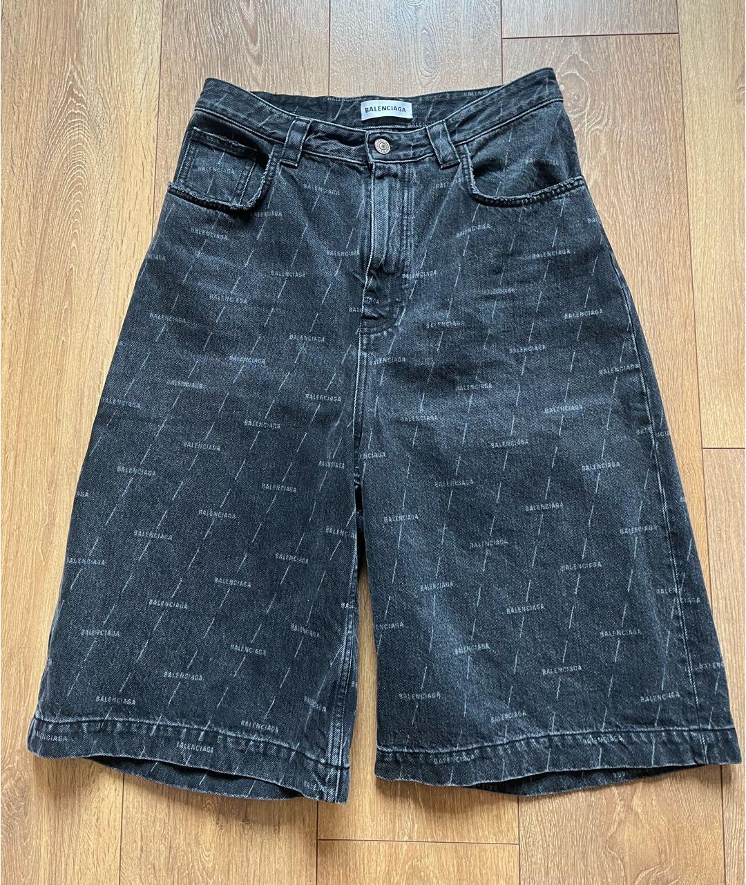 BALENCIAGA Антрацитовые хлопковые шорты, фото 2