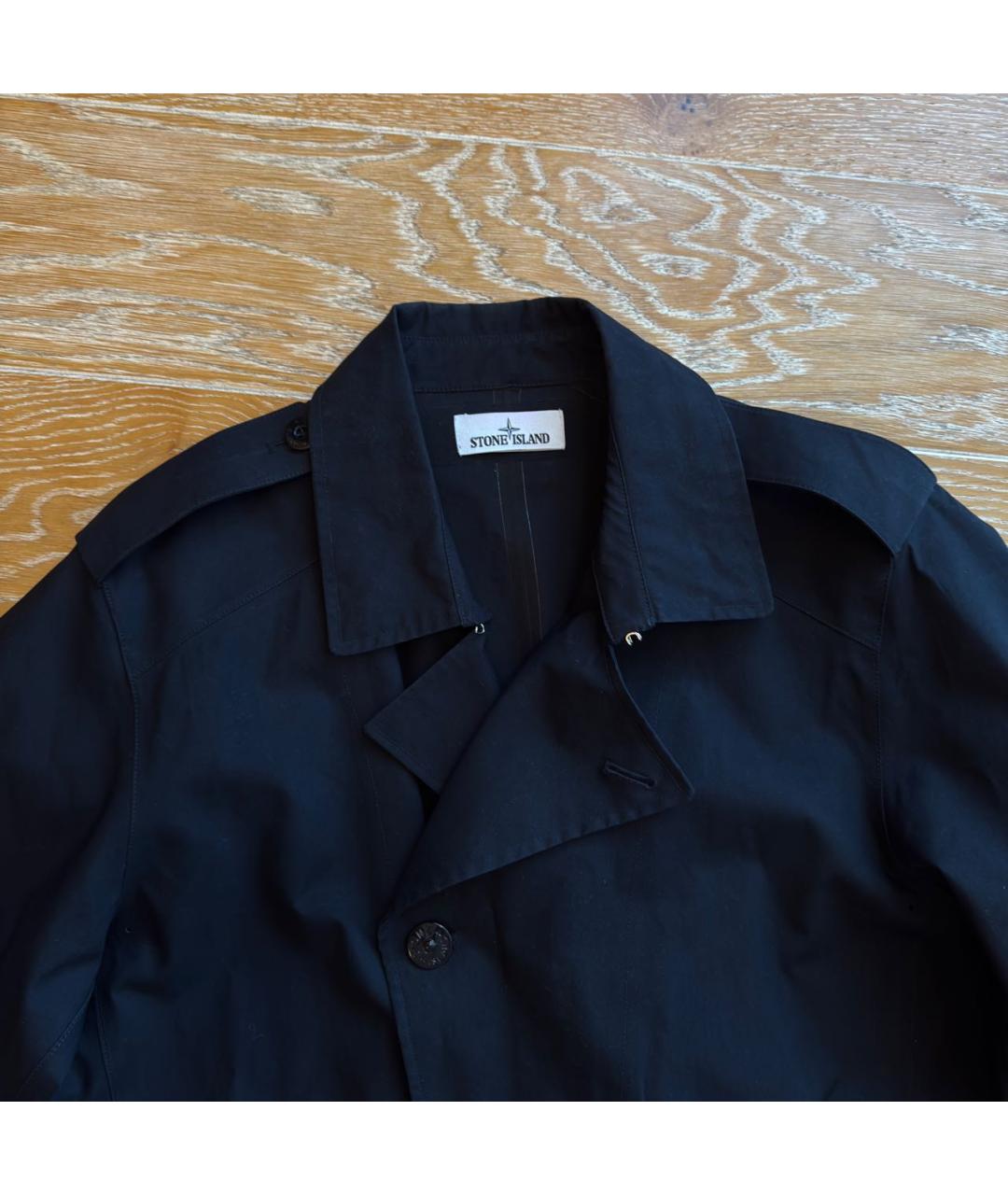 STONE ISLAND Темно-синий хлопковый тренч / плащ, фото 3