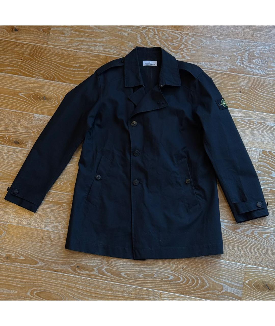 STONE ISLAND Темно-синий хлопковый тренч / плащ, фото 9