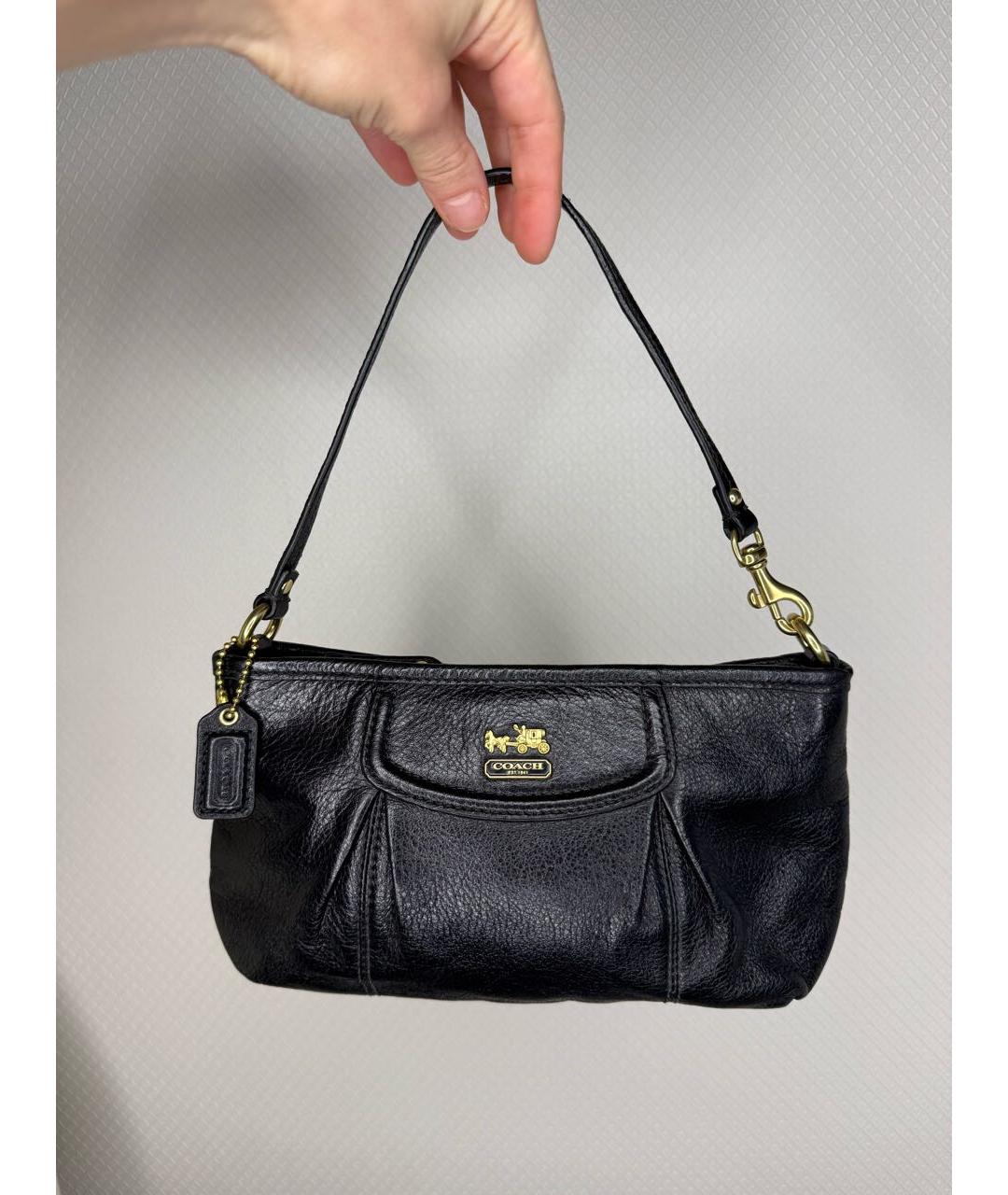 COACH Черная кожаная сумка через плечо, фото 4