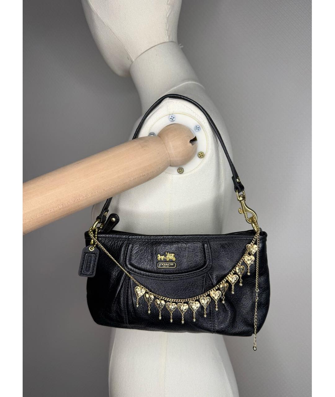COACH Черная кожаная сумка через плечо, фото 8